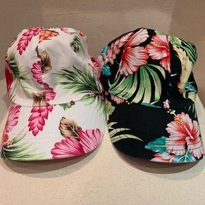 Bundle 2 Floral Hawaiian Hats Unisex Good Condition - gently used